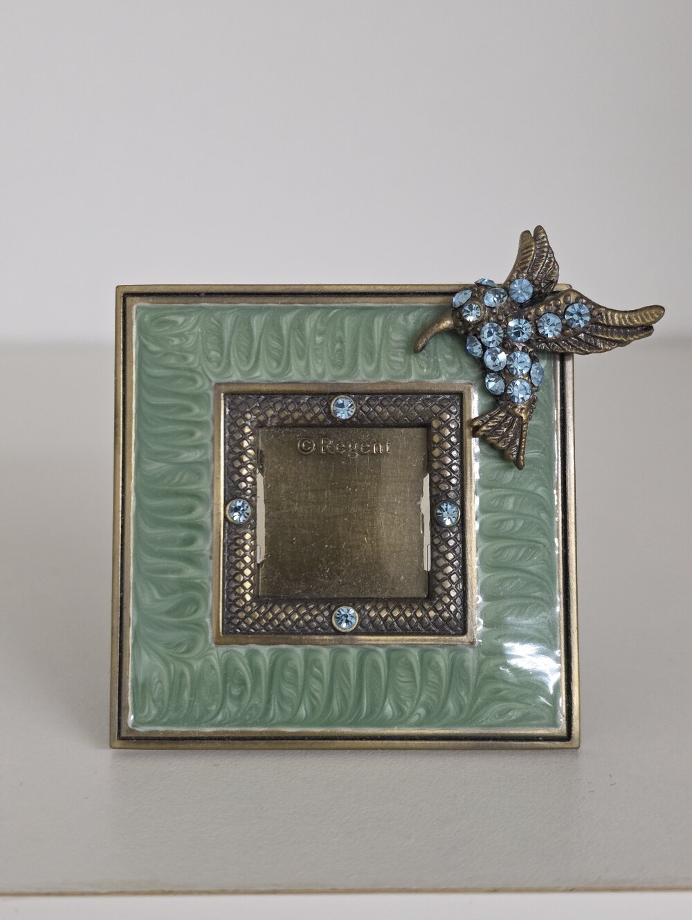 Two’s Company Hummingbird Jeweled Rhinestone Square Picture Mini Photo Frame
